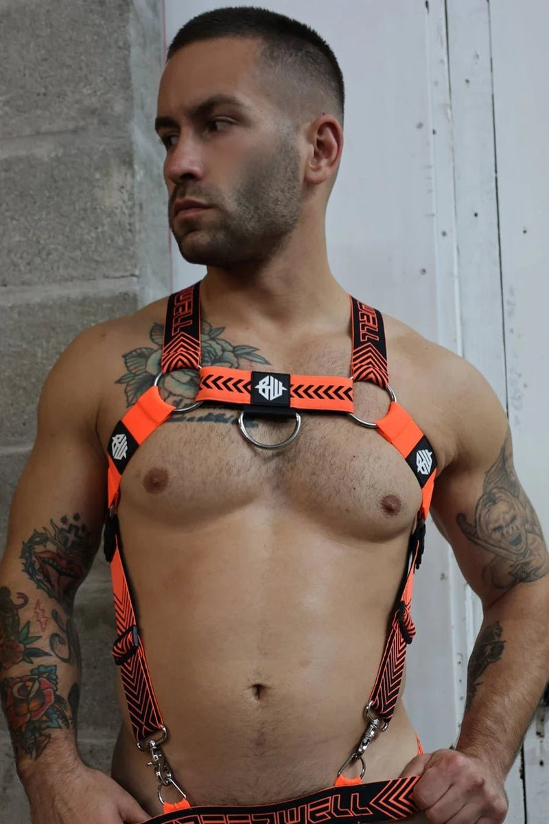 BREEDWELL Futura Body Harness Chevron Jacquard Removable Side Neon Orange4