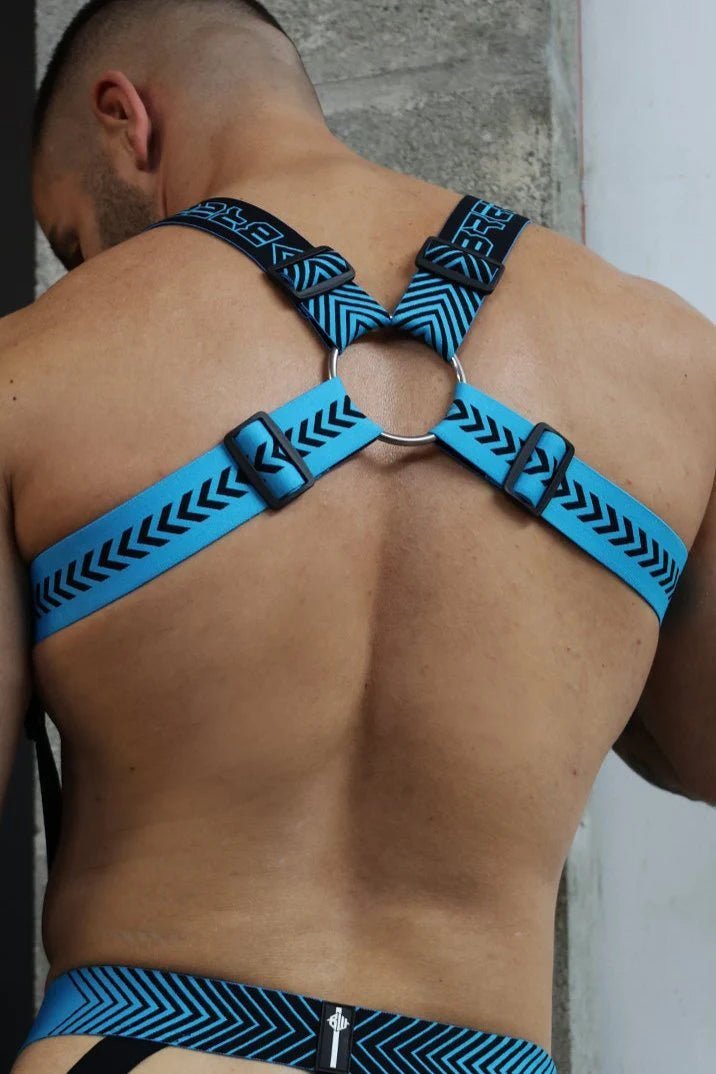 BREEDWELL Futura Body Harness Jacquard Chevron Removable Side in Aqua Blue3