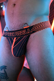 BREEDWELL Jock Futura Chevron Jacquard Neon Orange Jockstrap 516