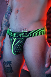 BREEDWELL Jockstrap Futura Chevron Jacquard Neon Green Jock 516