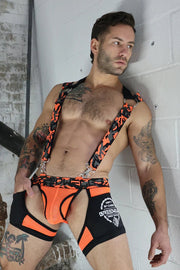 BREEDWELL Neo Camo 3 - Way Harness Removable Back & Claw Clips Neon Orange5