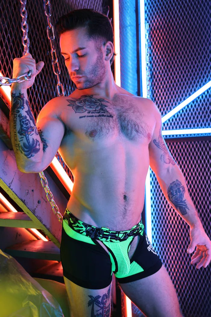 BREEDWELL Neo - Camo Boxer Chock Chaps Combo Jock Green Neon 157
