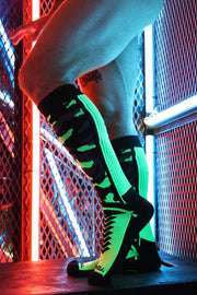 BREEDWELL Neo - Camo Sock Chevron Knee High Long Socks Neon Green9