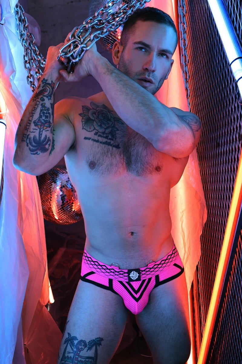 BREEDWELL Revolution Briefs 4 - Way Stretch Athletic Mesh Brief Neon Pink 283