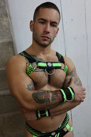 BREEDWELL Revolution Bulldog Harness Premium Hardware Center - Strap Neon Green 214