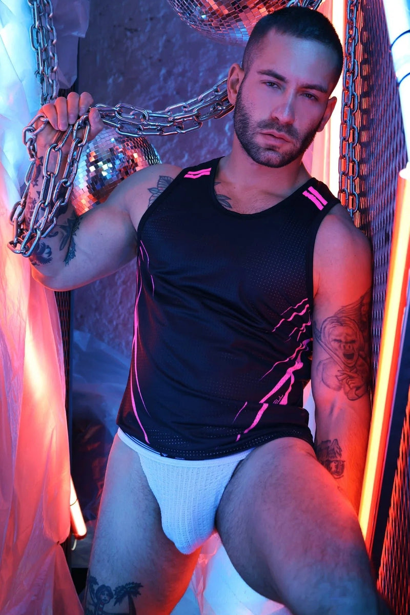 BREEDWELL Revolution Tank Top 4 - Way Stretch Athletic Neon Pink Mesh 442