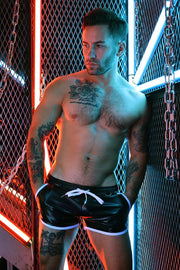 BREEDWELL Transistor Shorts Perforated Vegan Leather Short in Black 3112