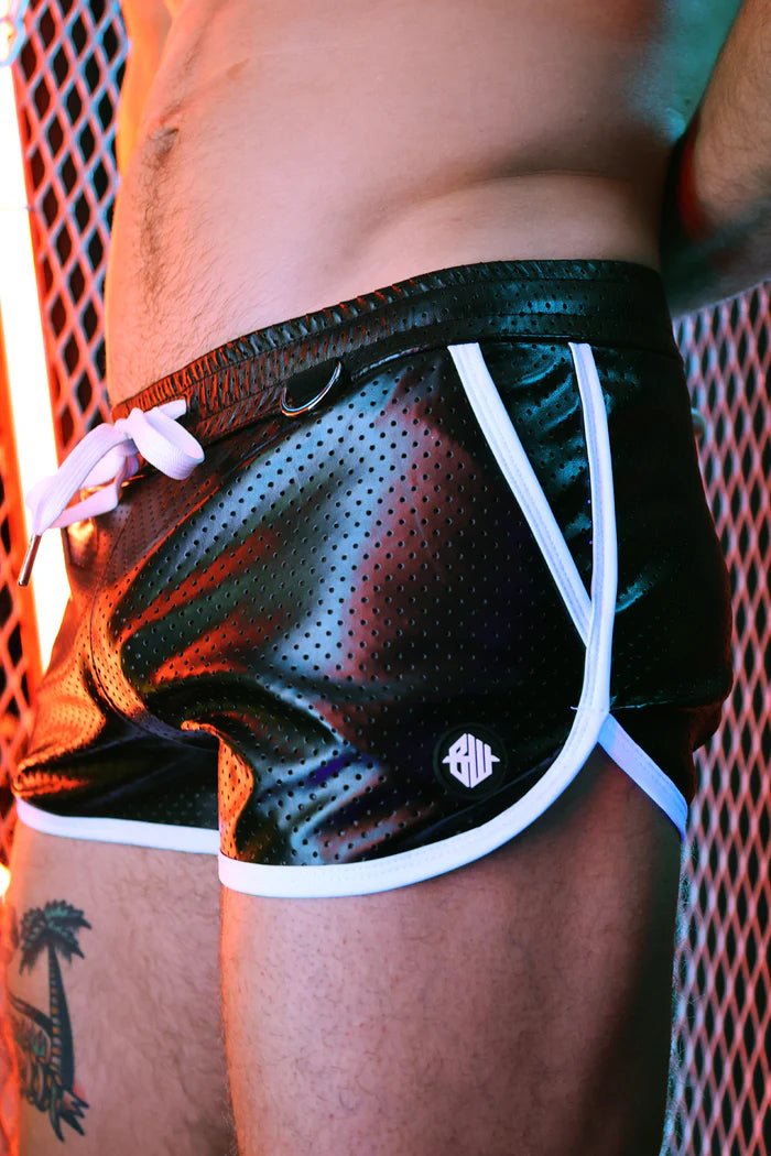 BREEDWELL Transistor Shorts Perforated Vegan Leather Short in Black 315