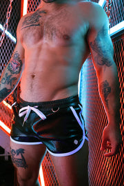 BREEDWELL Transistor Shorts Perforated Vegan Leather Short in Black 317