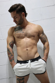 BREEDWELL Transistor Shorts Perforated Vegan Leather Short in White 314