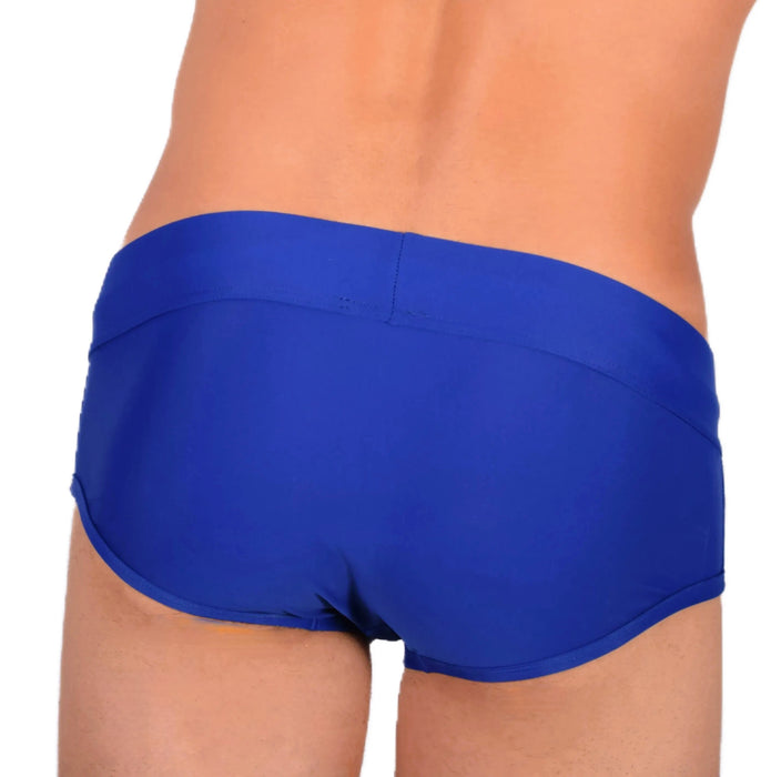 Modus Vivendi Swim-Briefs With Shiny Metallic Cubic Waistband Blue BS1811 10