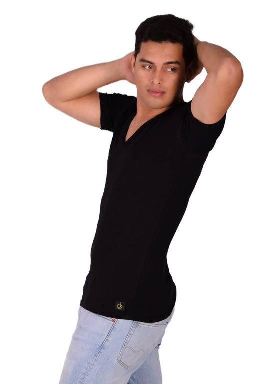 Calvin Klein Cotton Stretch V - Neck Black T-Shirt MX162