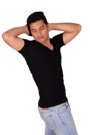 Calvin Klein Cotton Stretch V - Neck Black T-Shirt MX166