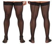 CandyMan Mens Mesh Thigh Highs With Matching Lace in Black 99533 O/S 3 - SexyMenUnderwear.com