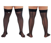CandyMan Mens Mesh Thigh Highs With Matching Lace in Black 99533X O/S 31