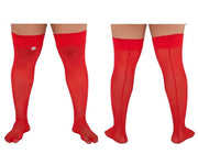 CandyMan Mens Mesh Thigh Highs With Matching Lace in Red One Size 99533x 31