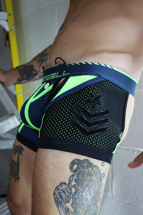 BREEDWELL Cockpit Backless Boxer Chock Jock-Chaps Trio Navy/Neon 26