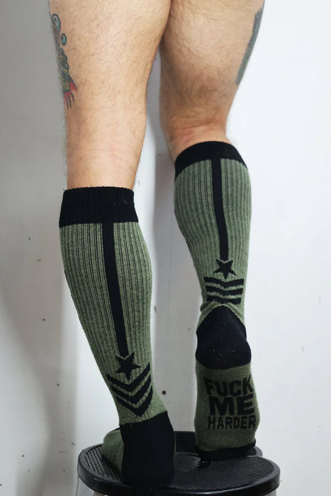 BREEDWELL Cockpit Sock With Soft Yarn Fabric Long Socks in Army Green 53