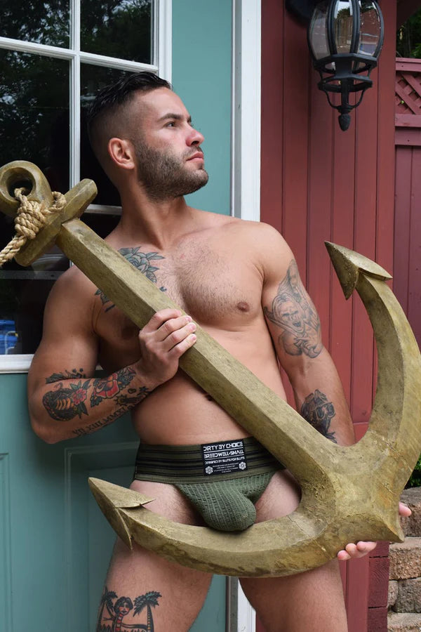 BREEDWELL CUMDUMP Jockstrap Old-School Woven Jock Classic Army Green 1