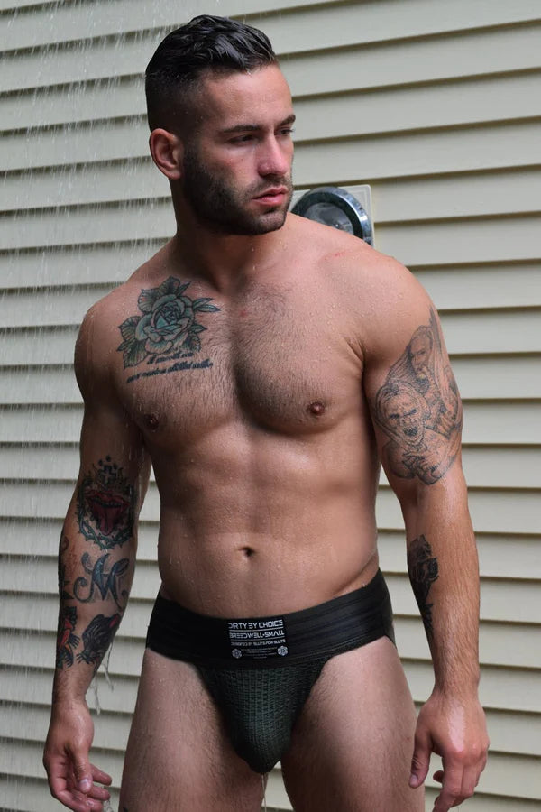 BREEDWELL CUMDUMP Jockstrap Old-School Woven Jock Classic Army Green 1