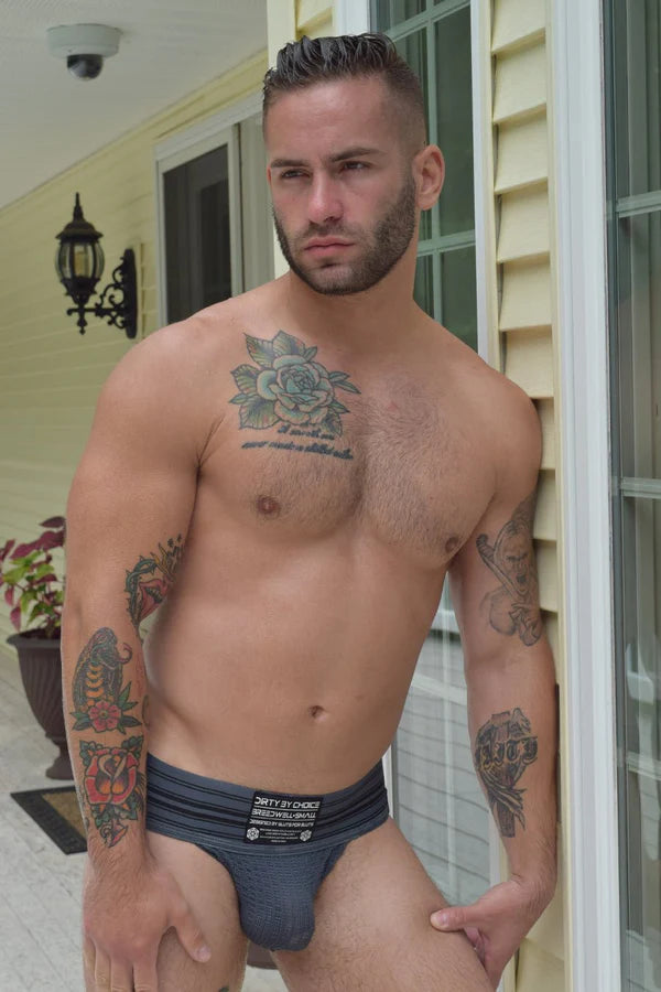 BREEDWELL Jock Cumdump Jockstrap Old-School Classic Woven Jocks Grey 1