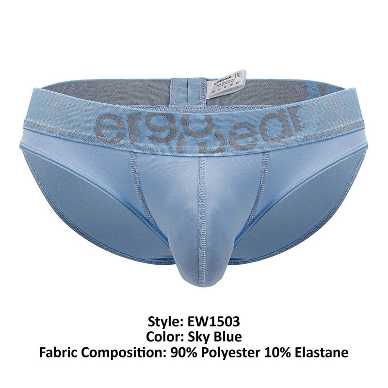 ErgoWear Bikini Brief HIP Low - Rise Stretchy Briefs Seamed Pouch Cool Blue 15039