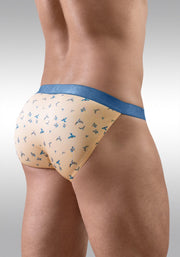 ErgoWear Bikini Brief SLK SE Micro Mesh Tanga Briefs in Peach Birds 1773 843