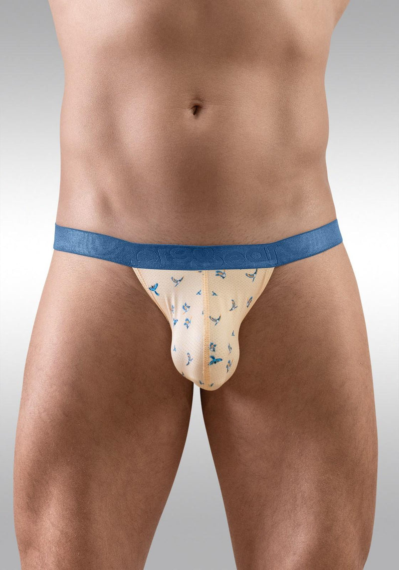 ErgoWear Bikini Brief SLK SE Micro Mesh Tanga Briefs in Peach Birds 1773 844