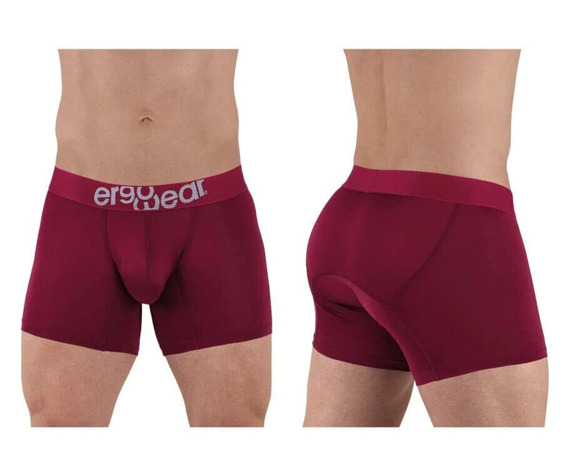 ErgoWear Boxer Trunks HIP Low - Rise Stretchy Boxer Seamed Pouch Plum Red 15014
