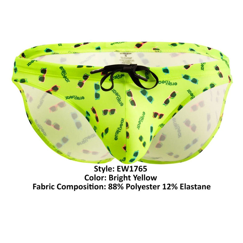 ErgoWear Low Rise Swim Briefs X4D SW Bikini - Cut Swimwear Yellow/Sunglasses 17655