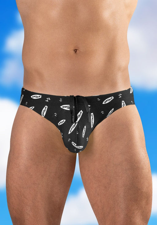 ErgoWear Low - Rise Swimwear X4D SW Swim Briefs Bikini Cut in Black/Surfboard 17662