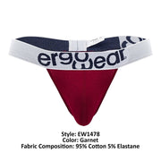 ErgoWear MAX Cotton Thong Low - Rise Snug Fit Thong Red Garnet 14785