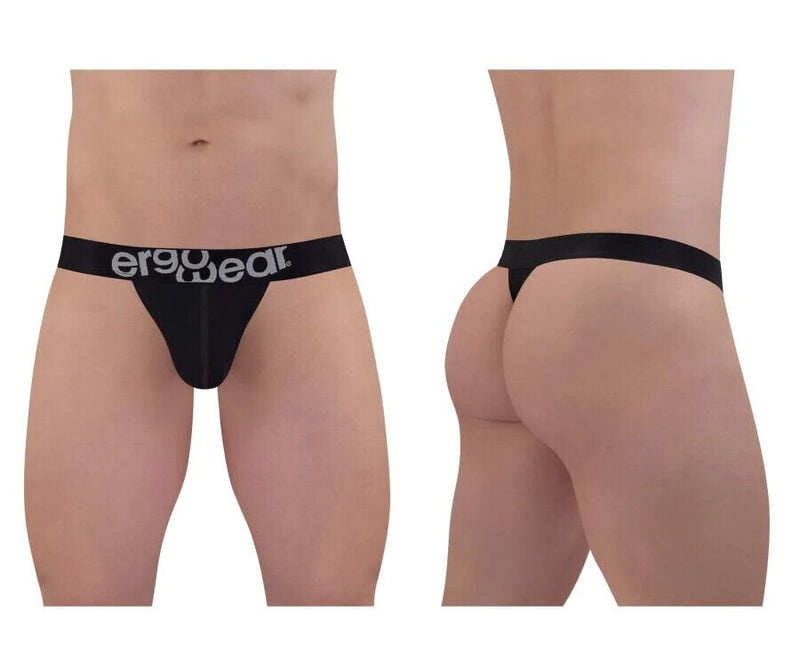 ErgoWear MAX Cotton Thongs Sporty Edge Black Low - Rise Thong 1482 894