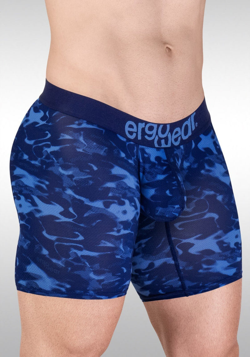 ErgoWear MAX SE Midcut Long Boxer Briefs 3D Pouch MicroMesh Camo - Blue 1721 1311