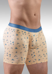 ErgoWear Midcut SLK SE Long Boxer Micro Mesh 3D Pouch in Peach Birds 1775 893