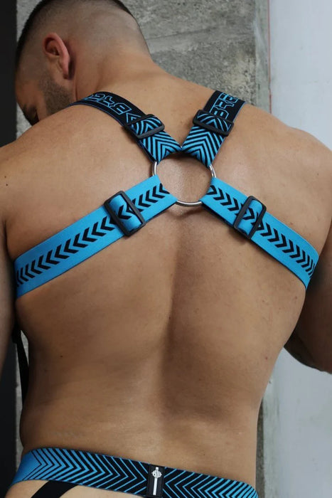 BREEDWELL Futura Body Harness Jacquard Chevron Removable Side in Aqua Blue