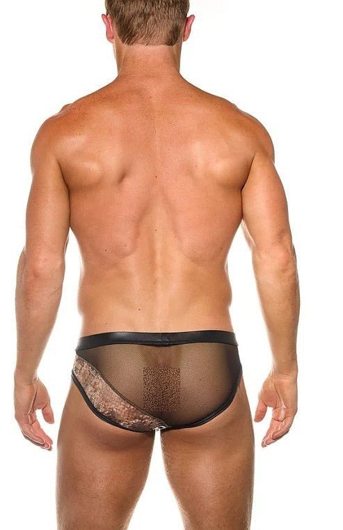 Gregg Homme Briefs With Maximiser Pouch Sheer Side Black Cobra Print 201023 G69A5