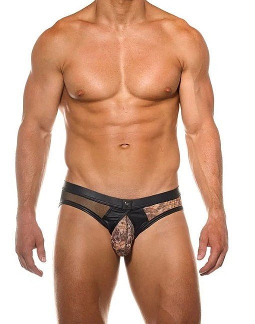 Gregg Homme Briefs With Maximiser Pouch Sheer Side Black Cobra Print 201023 G69A1