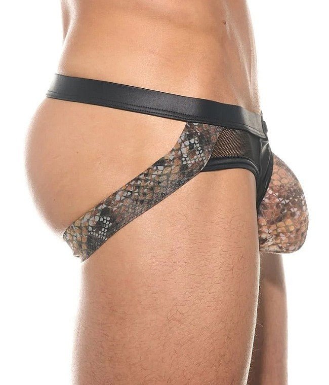Gregg Homme Cobra Print Jockstrap With Maximiser Pouch Sheer Side 201034 G1422
