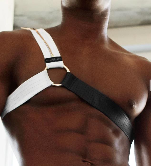 GREGG HOMME Harness Solid Gold Ring And Zipper Adjustable Snaps White 190860 1353