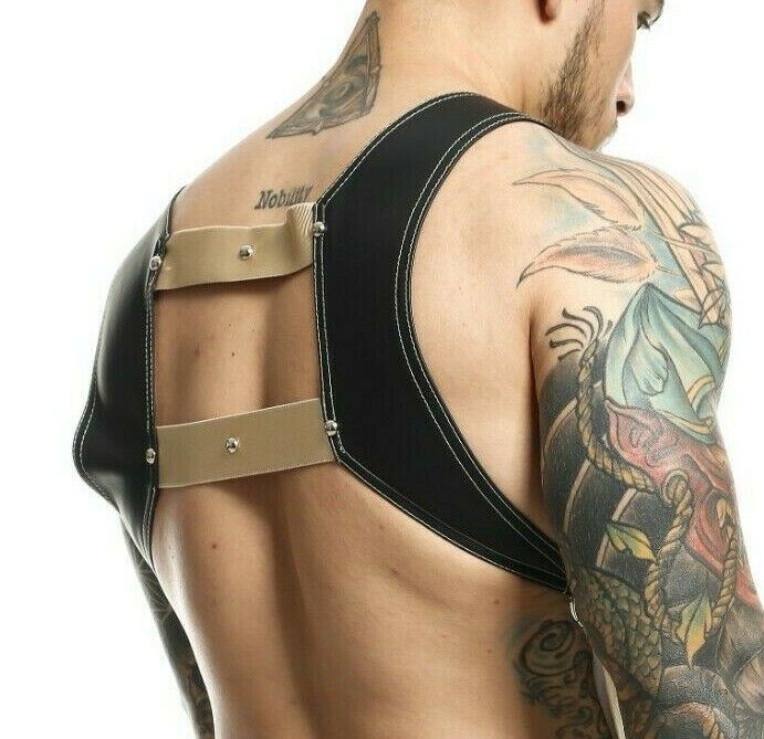 Harness MOB DNGEON Faux - Leather CropTop C - Ring Harness Goldeneye DMBL085