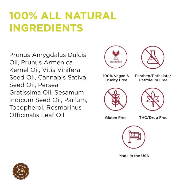 Hemp Seed Massage & Body Oil - 8 fl.oz. Nourishing, Moisturizing Massage Oil4