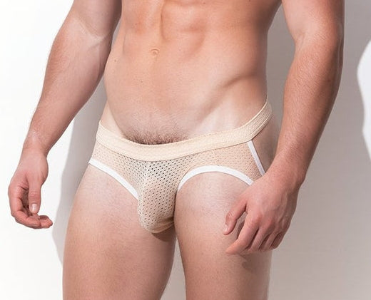 JJ MALIBU Mesh Jockstrap with Extra Front Room - Lightweight Beige Jock 2