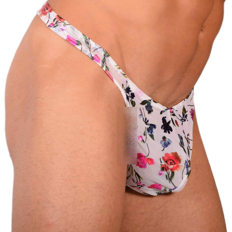 L SMU Sensual Thong Floral Explosion White 33595 MX146