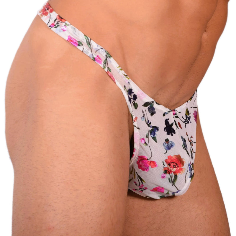 L SMU Sensual Thong Floral Explosion White 33595 MX144