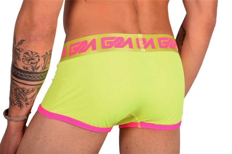 Large Garcon Model Boxer Trunk Neon Yellow Pink 34