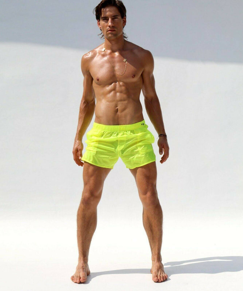 Large RUFSKIN Nuage Swimwear Sheer Sport Swim - Short Transparent Nylon Lemon 205