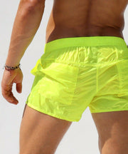 Large RUFSKIN Nuage Swimwear Sheer Sport Swim - Short Transparent Nylon Lemon 204