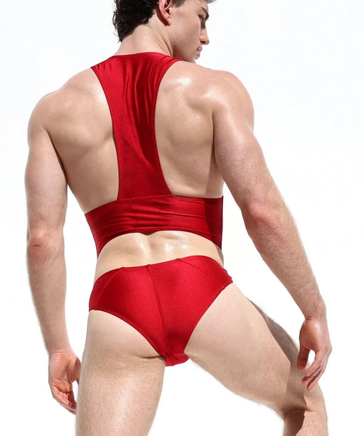Medium RUFSKIN Swimwear BASILE Swim - Brief Bodysuit Singlet Chrome Buckle Red 701