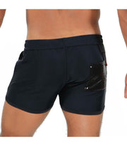 Men Fashion Shorts ''TOF PARIS BROADWAY'' Black Shiny Glitter Rear Pockets 175